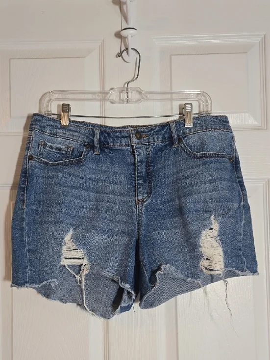 Sofia by sofia vergara Distressed High-Rise Denim Shorts - Blue Size 12 - Picture 3 of 10